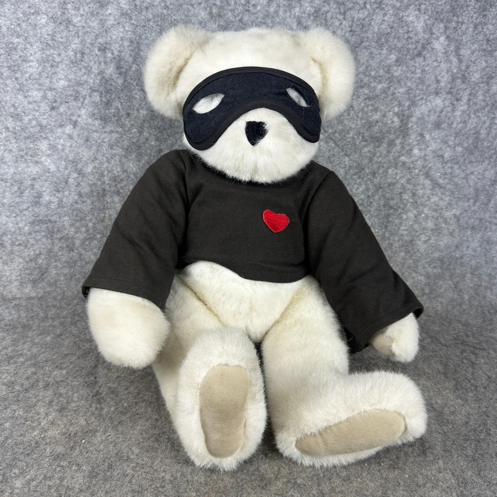 Vermont Teddy Bear Company Love Bandit Jointed Poseable Plush Valentine Mask 16"